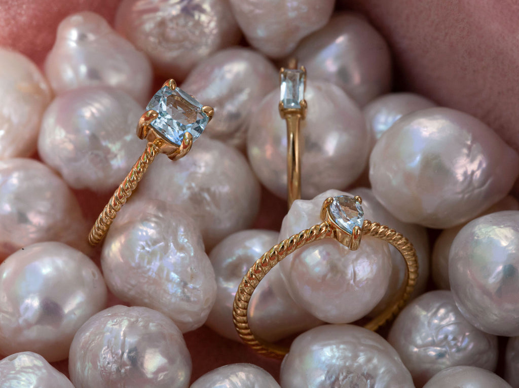 Gem Candy Stor Blå 18K Forgyldt Ring m. Topas