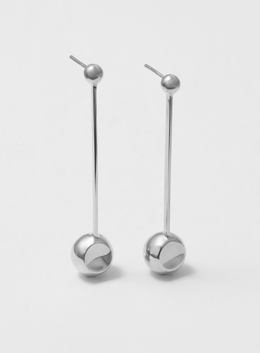 Long Egg Silver Earrings