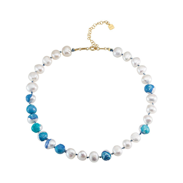 Choker-Halskette I Bahía Blue I 18K vergoldet I Perlen