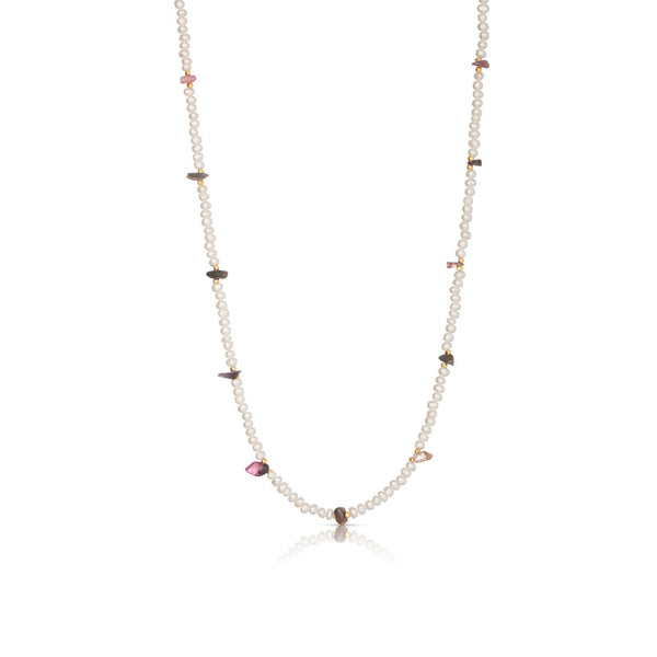 Gretel 18K Gold Plated Necklace w. Pearls & Tourmaline