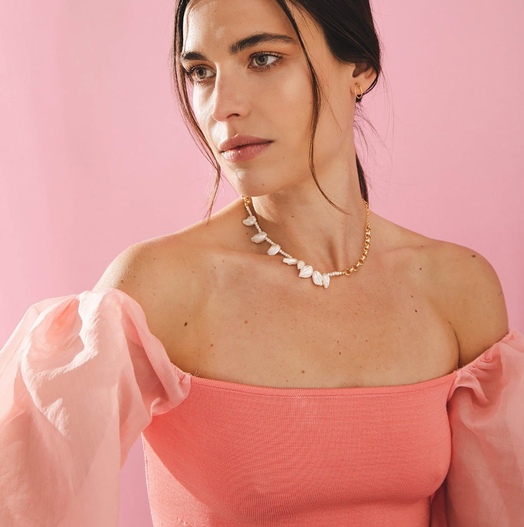 Thalia 18K Gold Plated Necklace w. Pearls