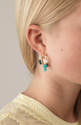 Carine Gold Plated Hoops w. Mixed colours Gemstones