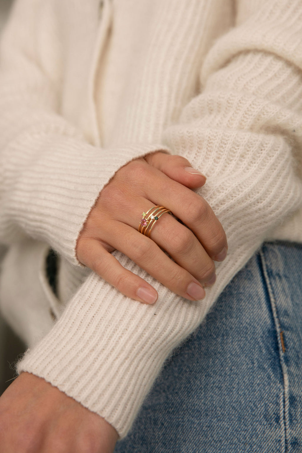 Regnbue 10K Guld Ring m. Diamant