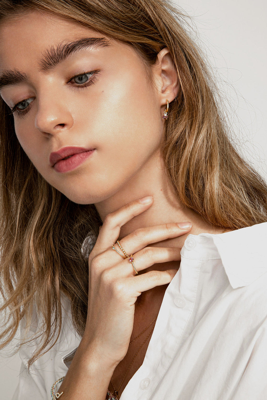 Rainbow 10K Gold Hoops