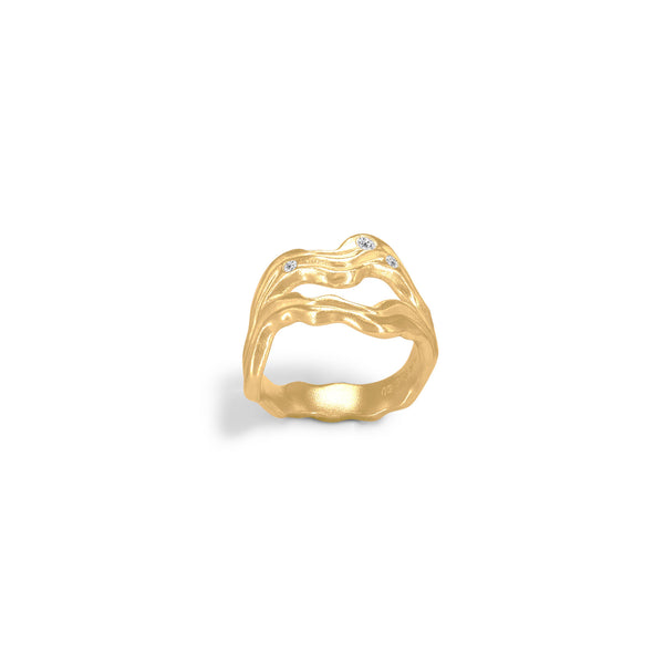 Cassiopeia Ring Gold Plated, White Zirconia