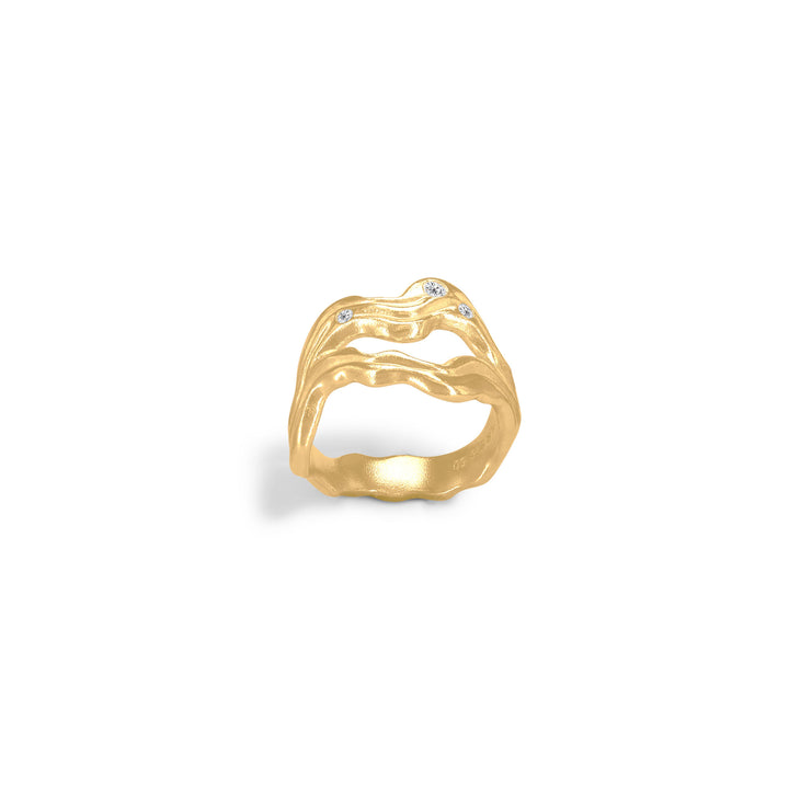 Cassiopeia Gold plattierter Ring w. Zirkonia