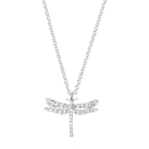 Dragonfly Silver Necklace w. Diamond