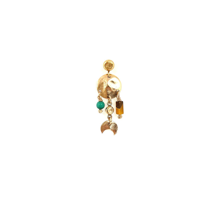 Celia 14K Goldfilled Stud w. Malachite & Tiger's Eye