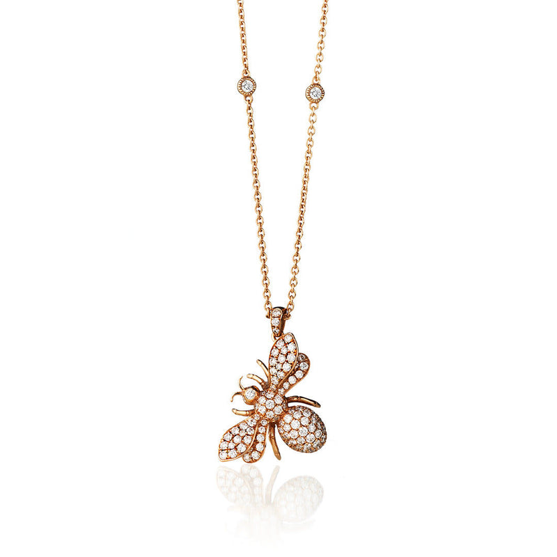 Busy Bee Dream 18K Gold, Rosegold or Whitegold Necklace w. Diamonds