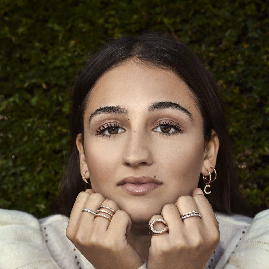 Dreireihiger Single Parallel Goldring aus 18K, Rosegold- oder Weißgold I Diamanten