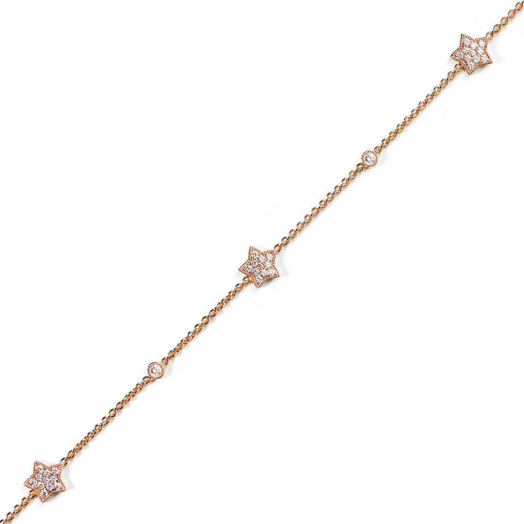 Star Universe 18K Gold, Rosegold or Whitegold Bracelet w. Diamonds