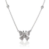 Fairytale Butterfly Large 18K Gold, Rosegold or Whitegold Necklace w. Diamonds