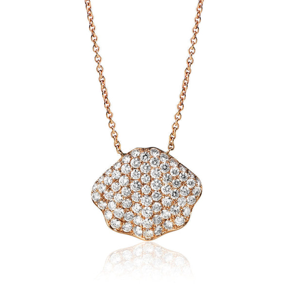 Seashell Dream 18K Gold, Rosegold or Whitegold Necklace w. Diamonds