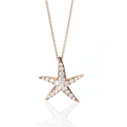 Seastar Dream 18K Gold, Rosegold or Whitegold Necklace w. Diamonds