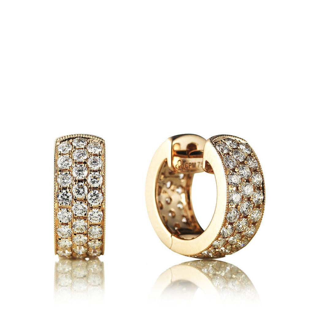 Parallel Large 18K Gold, Rosegold or Whitegold Hoops w. Diamonds