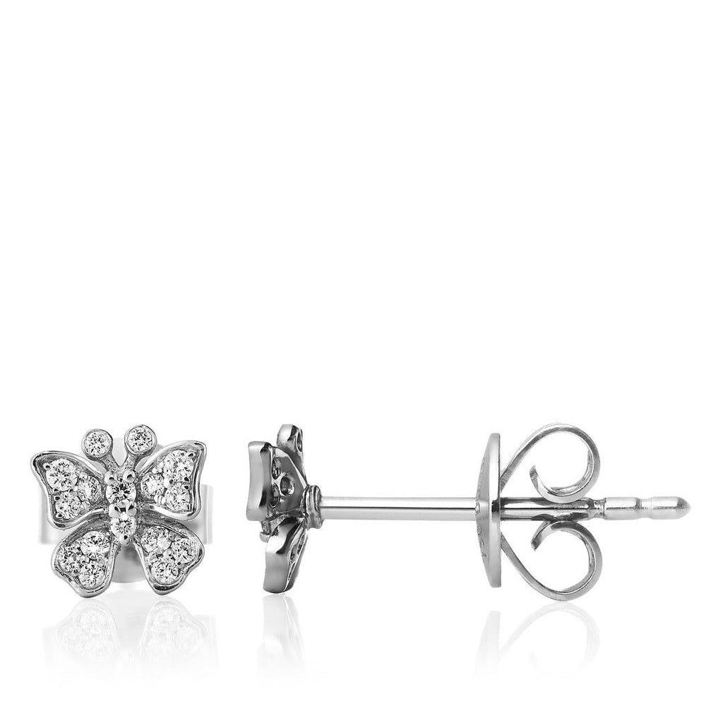 Fairytale Butterfly Medium 18K Gold, Rosegold or Whitegold Studs w. Diamonds