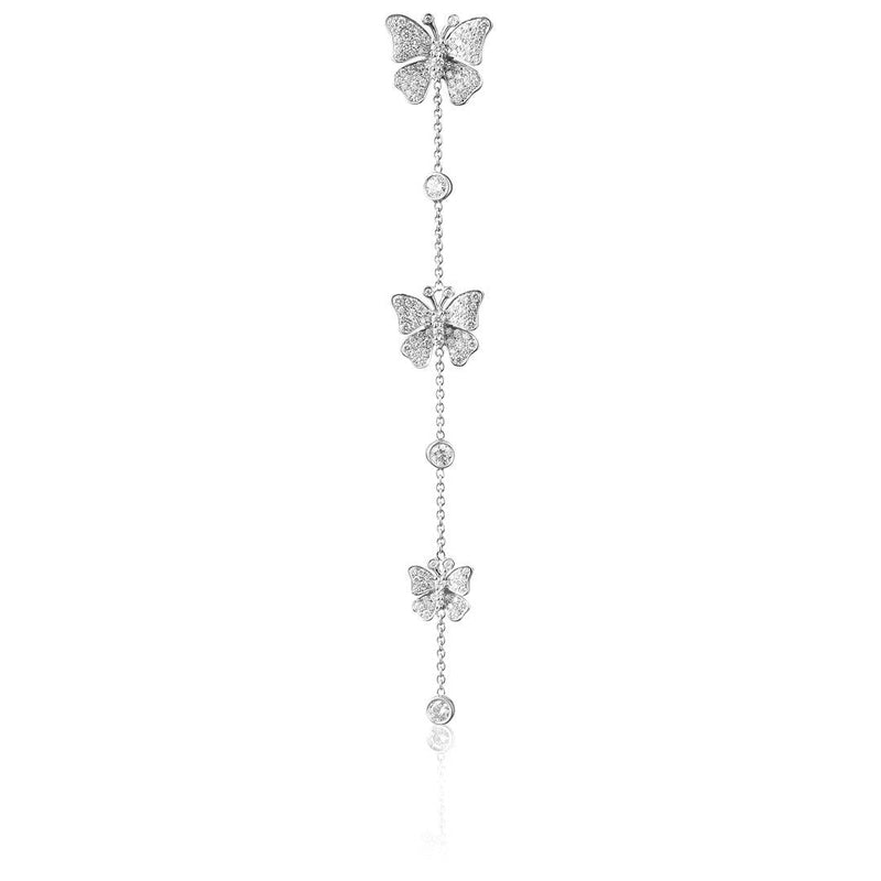 Fairytale Dangling Butterfly 18K Gold, Rosegold or Whitegold Earrings w. Diamonds