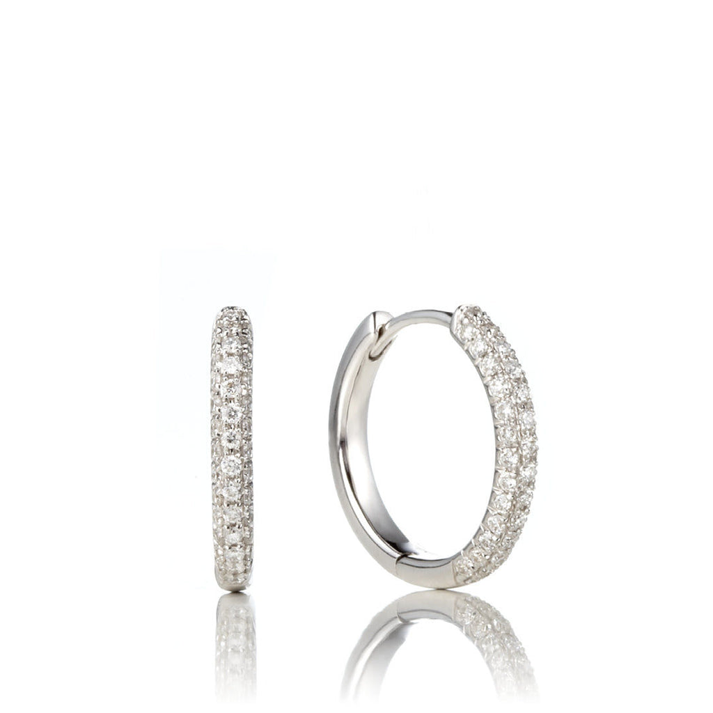 Creol Small 18K Gold, Rosegold or Whitegold Hoops w. Diamonds