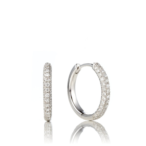 Creol Small 18K Gold, Rosegold or Whitegold Hoops w. Diamonds