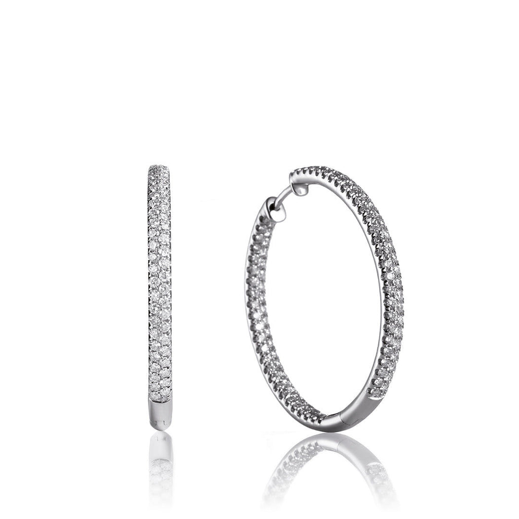 Creol 3 cm 18K Gold, Rosegold or Whitegold Hoops w. Diamonds