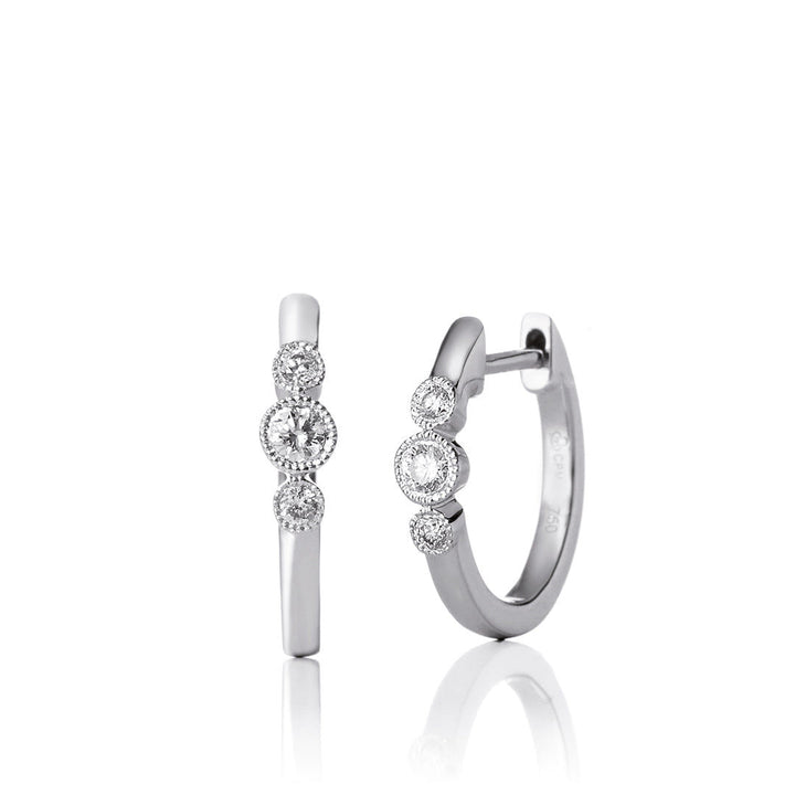 Unity 18K Gold, Rosegold or Whitegold Hoops w. Diamonds