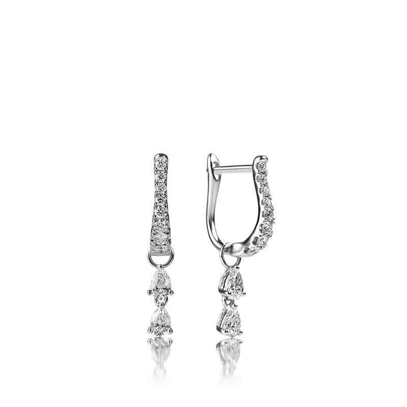 Conscious Two Drop 18K Gold, Rosegold or Whitegold Earrings w. Diamonds