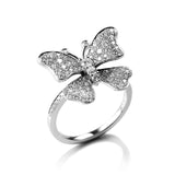 Fairytale Large Butterfly 18K Gold, Rosegold or Whitegold Ring w. Diamonds