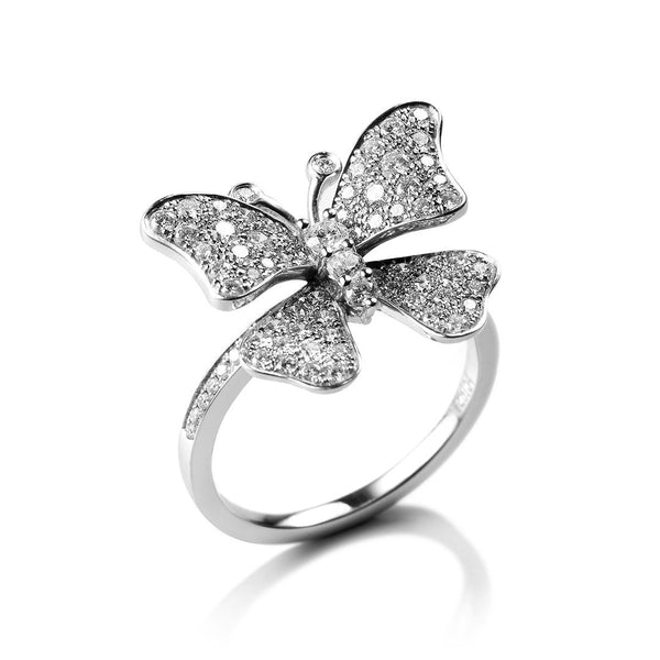 Fairytale Large Butterfly 18K Guld, Rosaguld eller Hvidguld Ring m. Diamanter