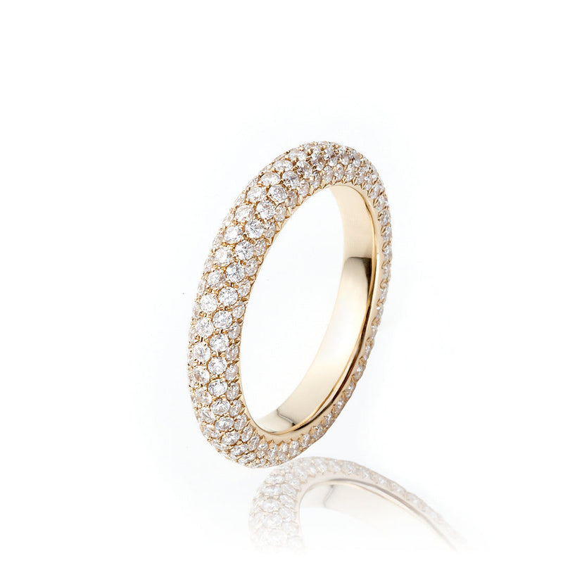 Pavé Medium 18K Gold, Rosegold or Whitegold Ring w. Diamonds