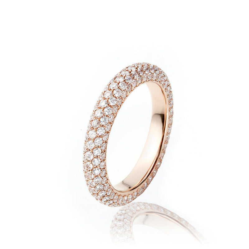 Pavé Medium Goldring aus 18K, Rosegold- oder Weißgold I Diamanten