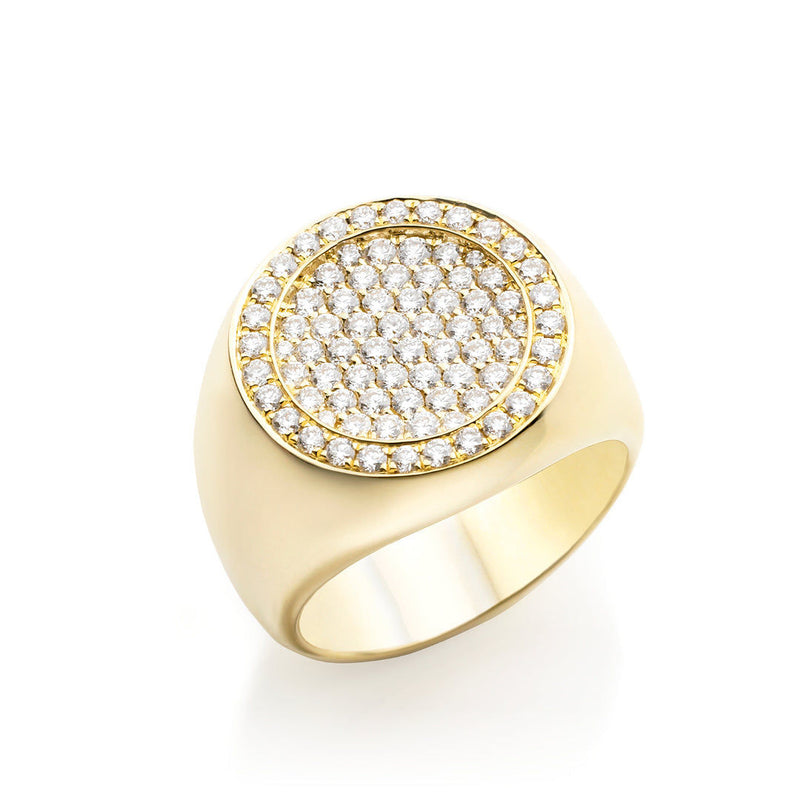 Globe 18K Gold Ring w. Diamonds
