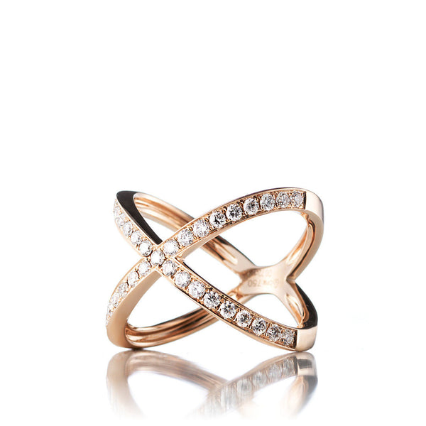 Symmetry Small 18K Guld, Rosaguld eller Hvidguld Ring m. Diamanter
