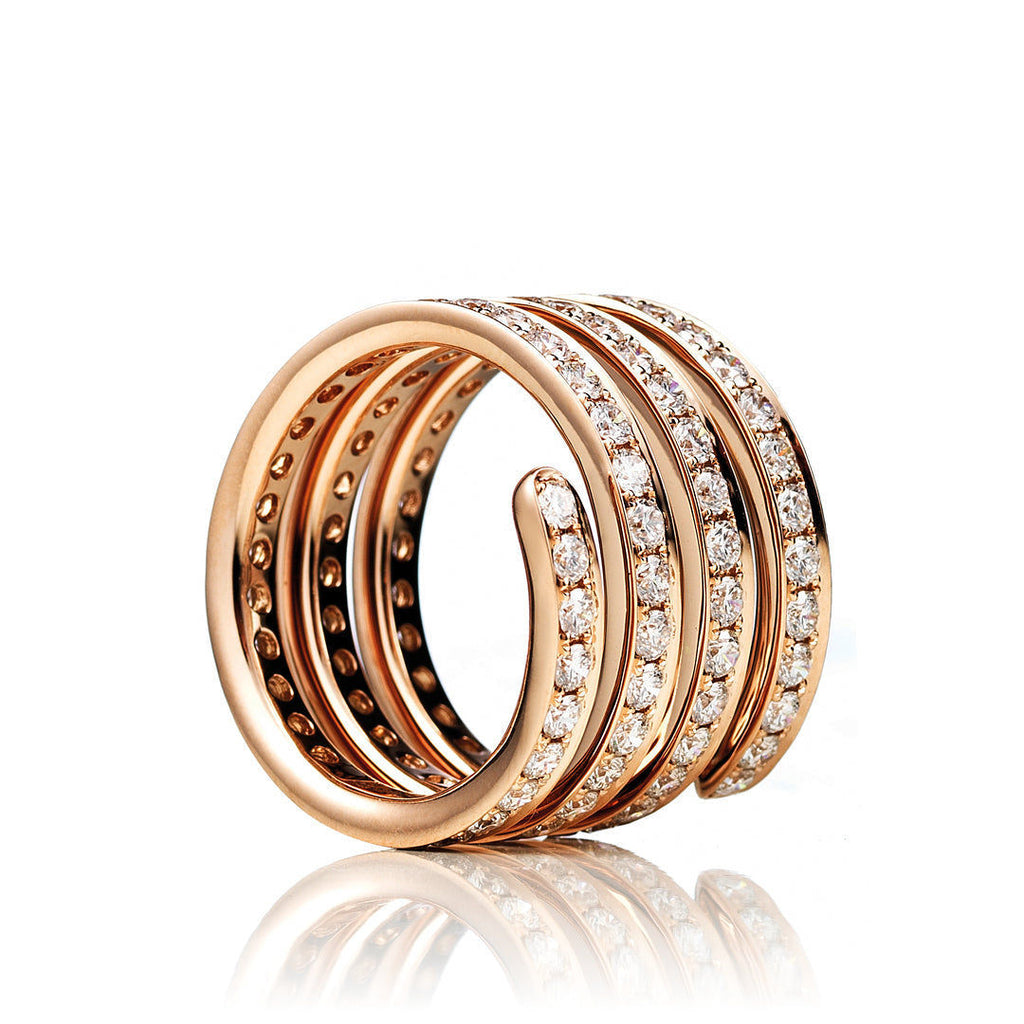 Spring X-Large 18K Gold, Rosegold or Whitegold Ring w. Diamonds