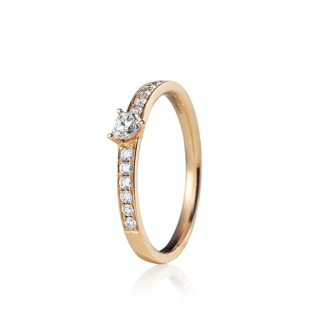 Conscious Heart 18K Gold, Rosegold or Whitegold Ring w. Diamonds