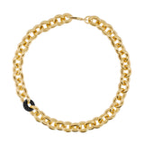 Chunky Link Gold Plated Necklace w. Spinel