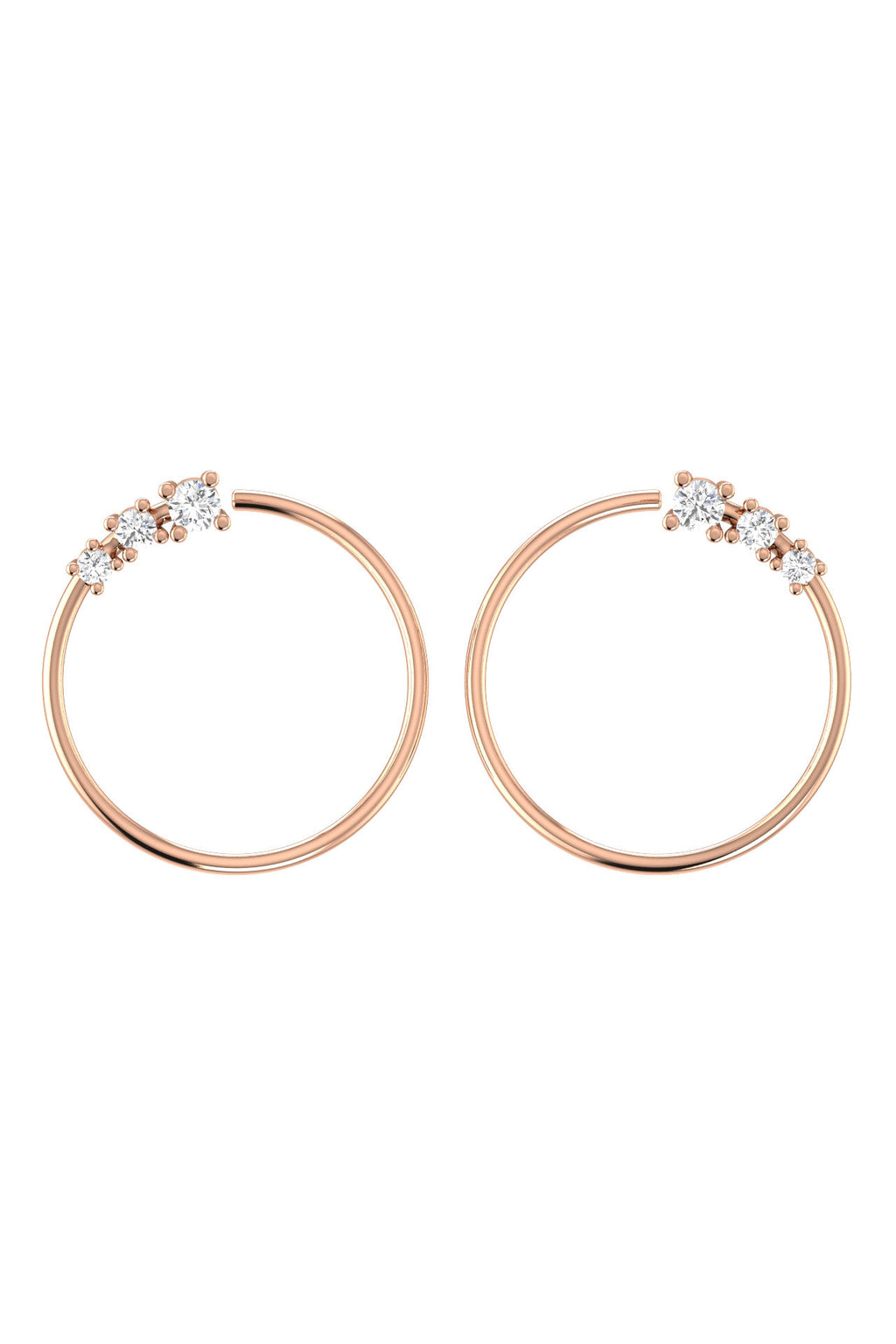 Circle Degrade 18K Rose Gold Earrings w. Lab-Grown Diamonds
