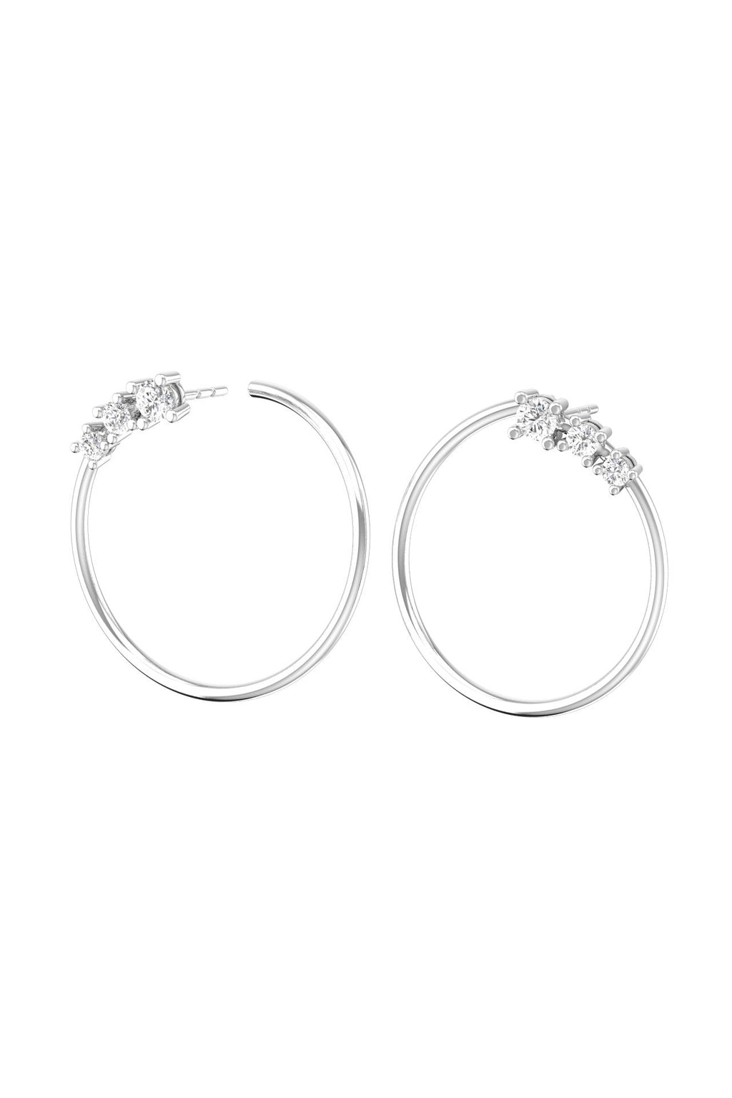 Circle Degrade 18K White Gold Earrings w. Lab-Grown Diamonds