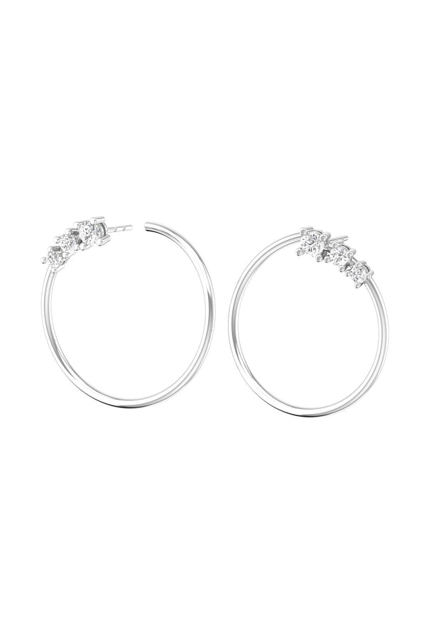 Circle Degrade 18K White Gold Earrings w. Lab-Grown Diamonds