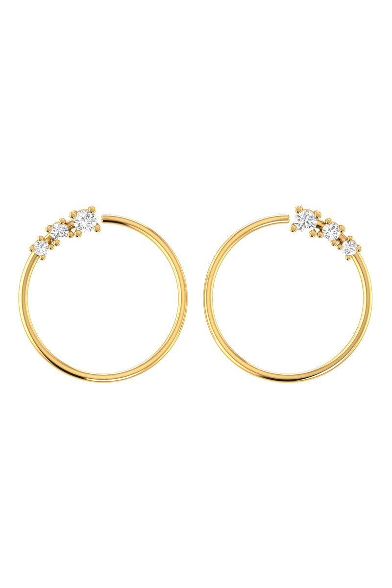 Circle Degrade 18K Gold Earrings w. Lab-Grown Diamonds