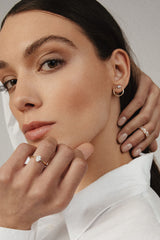 Circle Pear 18K White Gold Earrings w. Lab-Grown Diamonds