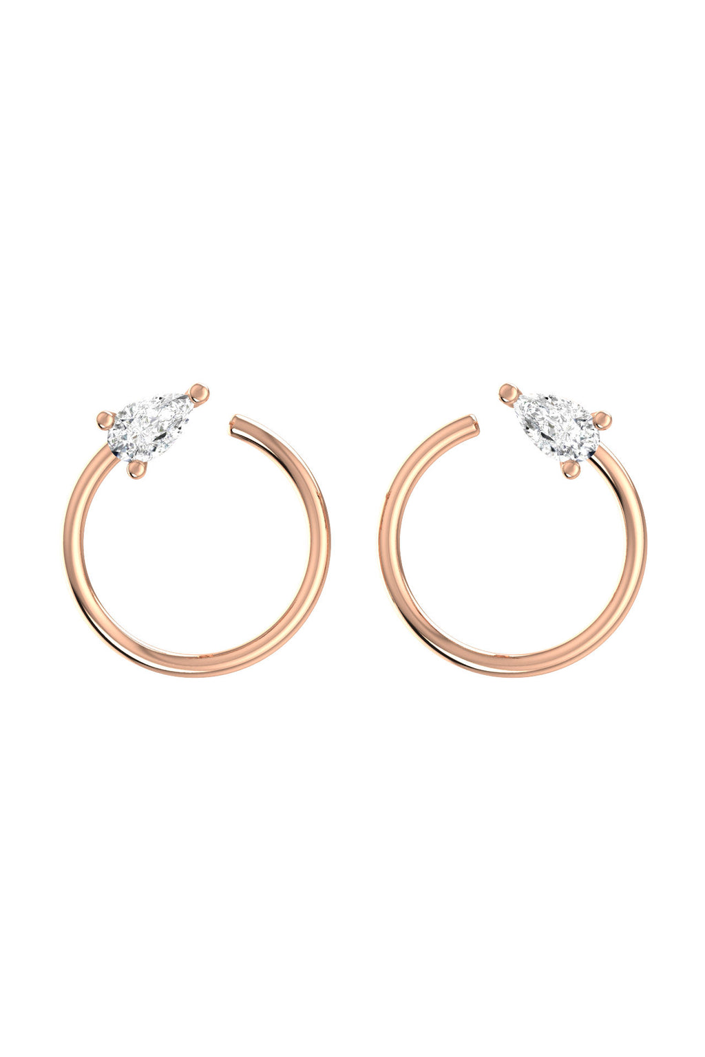 Circle Pear 18K Rose Gold Earrings w. Lab-Grown Diamonds