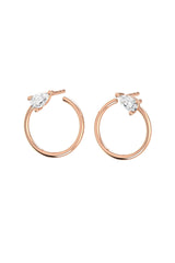 Circle Pear 18K Rose Gold Earrings w. Lab-Grown Diamonds