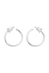 Circle Pear 18K White Gold Earrings w. Lab-Grown Diamonds