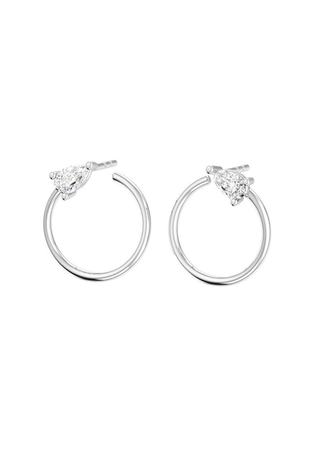 Circle Pear 18K Ohrring aus Weißgold I Labor-Diamanten