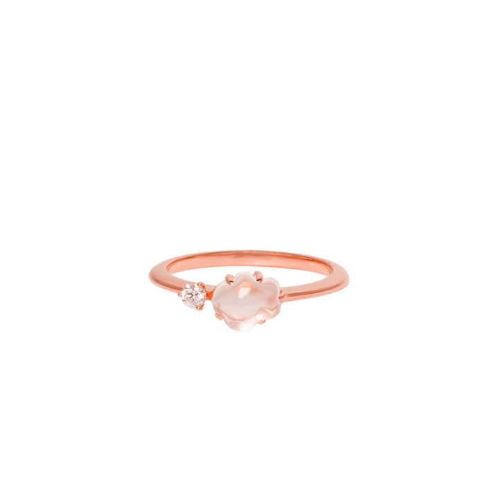 Cloud Midi 18K Rosegold Ring w. Diamond & Quartz