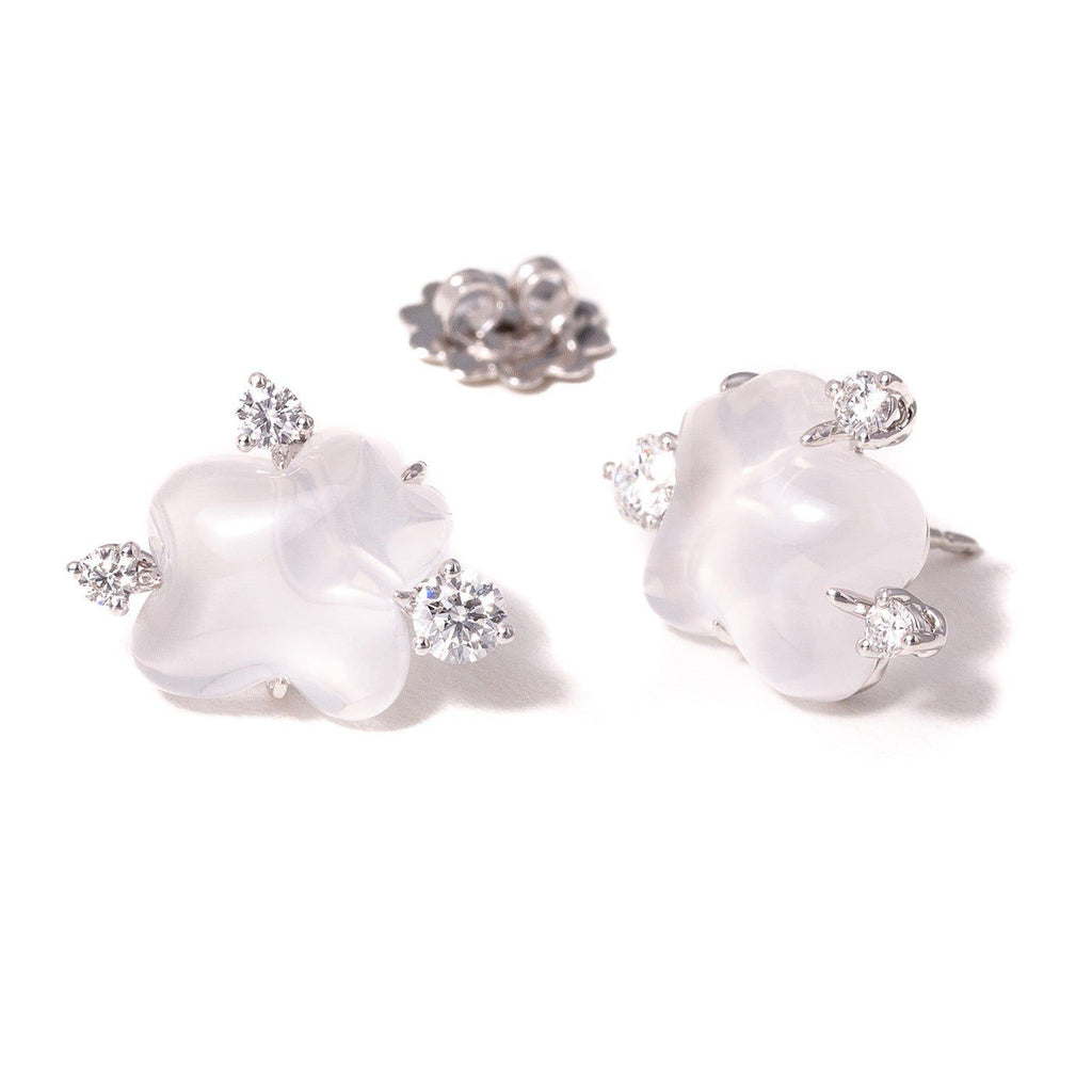 Cloud Collection 18K Gold, Rosegold or Whitegold Studs w. Diamonds & Quartz