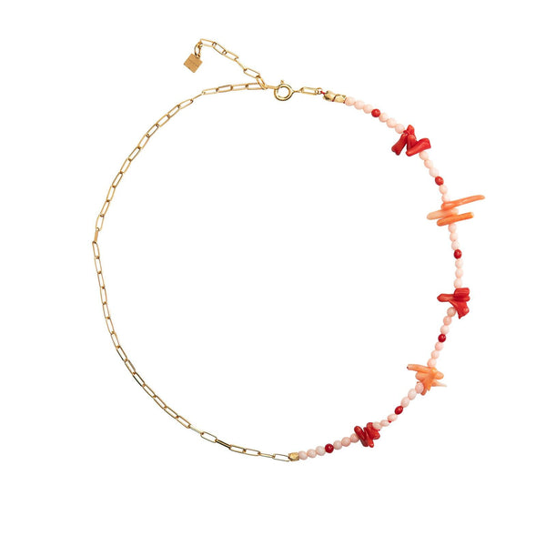 Belice 18K Gold Plated Necklace w. Coral