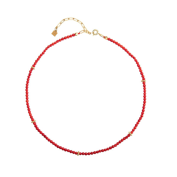 Brisa red 18K Gold Plated Necklace w. Coral