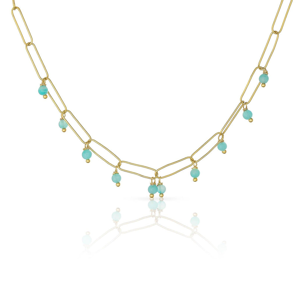 Cordelia 18K Gold Plated Necklace w. Amazonite