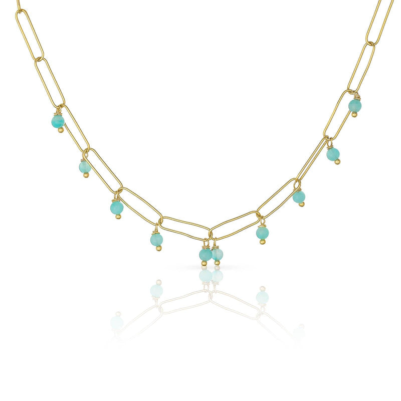 Cordelia 18K Gold Plated Necklace w. Amazonite